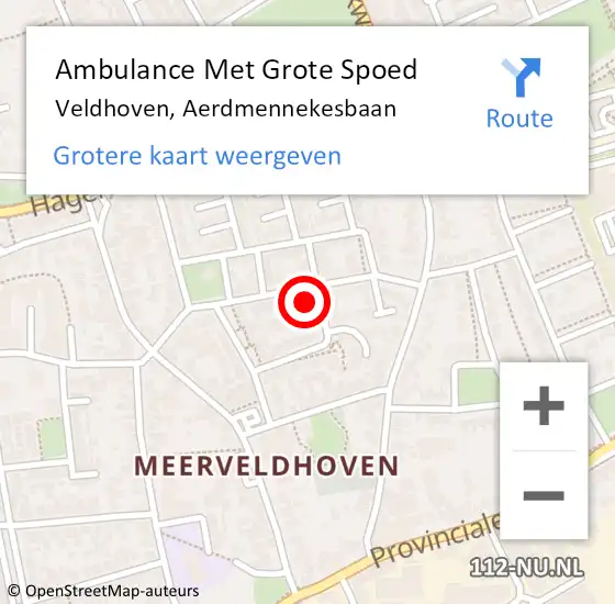 Locatie op kaart van de 112 melding: Ambulance Met Grote Spoed Naar Veldhoven, Aerdmennekesbaan op 9 april 2016 15:12