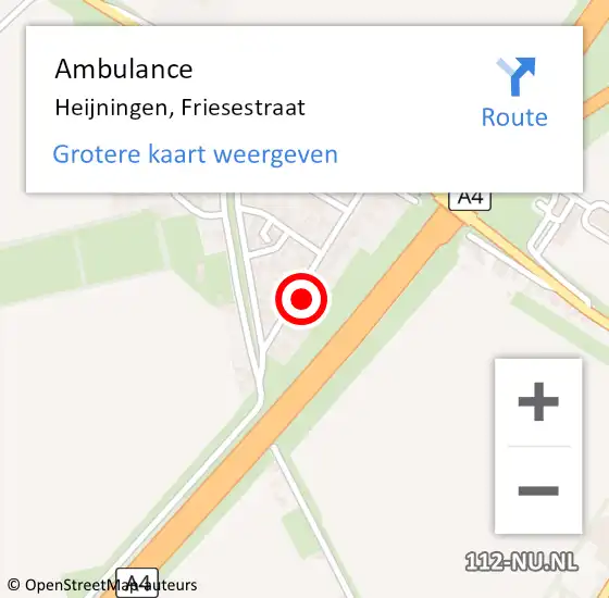 Locatie op kaart van de 112 melding: Ambulance Heijningen, Friesestraat op 9 april 2016 15:20