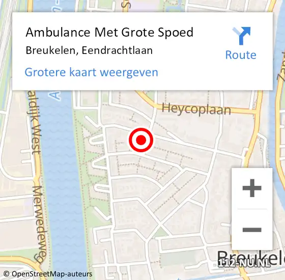 Locatie op kaart van de 112 melding: Ambulance Met Grote Spoed Naar Breukelen, Eendrachtlaan op 9 april 2016 15:32