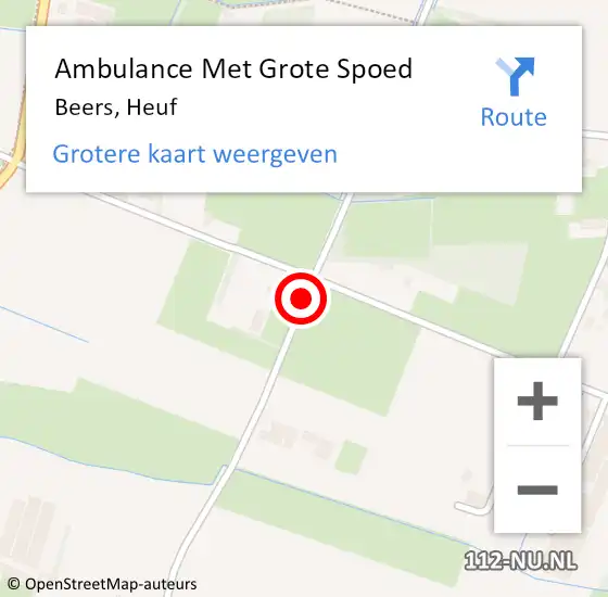 Locatie op kaart van de 112 melding: Ambulance Met Grote Spoed Naar Beers, Heuf op 9 april 2016 15:44