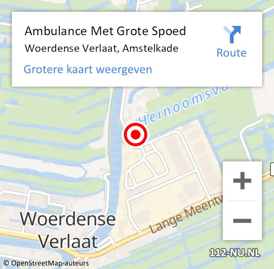 Locatie op kaart van de 112 melding: Ambulance Met Grote Spoed Naar Woerdense Verlaat, Amstelkade op 9 april 2016 16:13