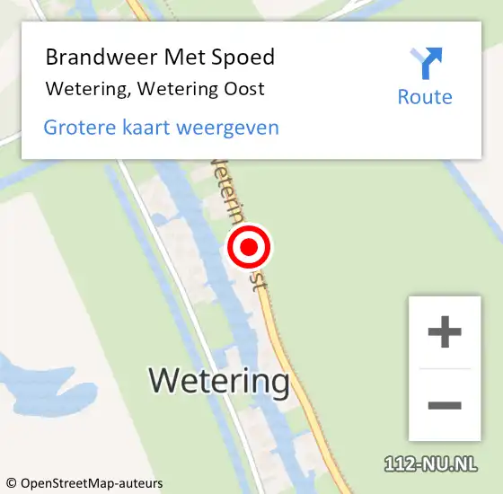 Locatie op kaart van de 112 melding: Brandweer Met Spoed Naar Wetering, Wetering Oost op 9 april 2016 16:36