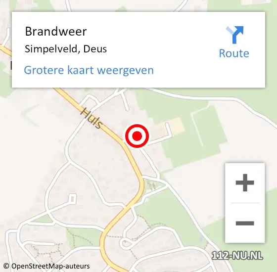 Locatie op kaart van de 112 melding: Brandweer Simpelveld, Deus op 9 april 2016 16:57