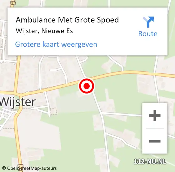 Locatie op kaart van de 112 melding: Ambulance Met Grote Spoed Naar Wijster, Nieuwe Es op 9 april 2016 17:08