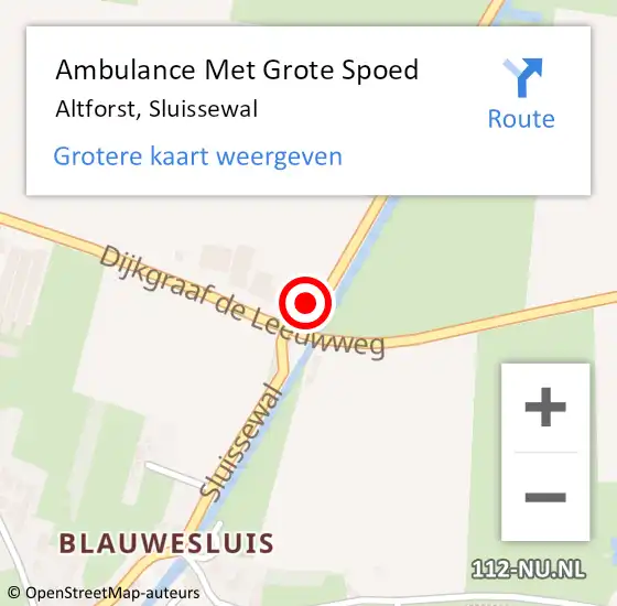 Locatie op kaart van de 112 melding: Ambulance Met Grote Spoed Naar Altforst, Sluissewal op 9 april 2016 17:43