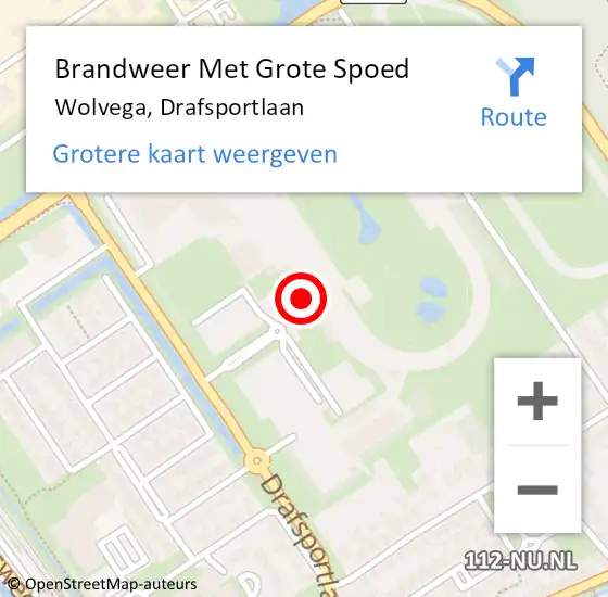 Locatie op kaart van de 112 melding: Brandweer Met Grote Spoed Naar Wolvega, Drafsportlaan op 9 april 2016 17:50