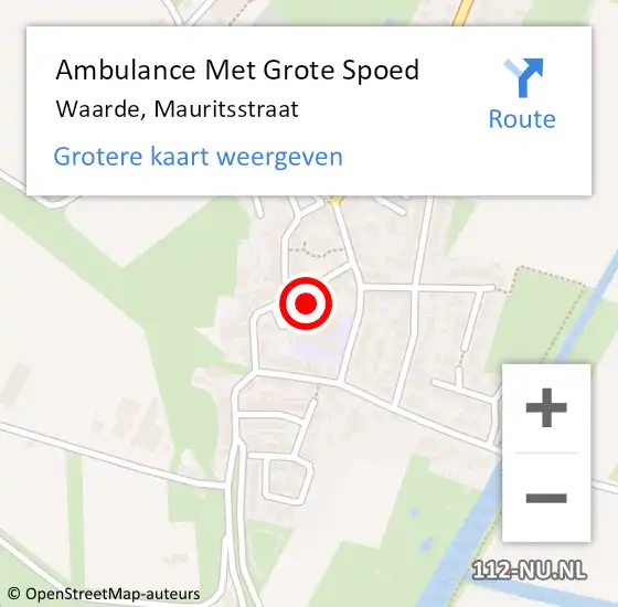 Locatie op kaart van de 112 melding: Ambulance Met Grote Spoed Naar Waarde, Mauritsstraat op 9 april 2016 18:00