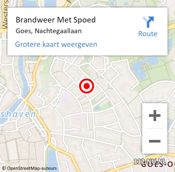 Locatie op kaart van de 112 melding: Brandweer Met Spoed Naar Goes, Nachtegaallaan op 9 april 2016 18:06