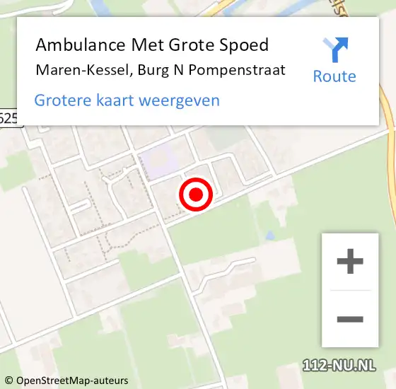 Locatie op kaart van de 112 melding: Ambulance Met Grote Spoed Naar Maren-Kessel, Burg N Pompenstraat op 9 april 2016 18:59