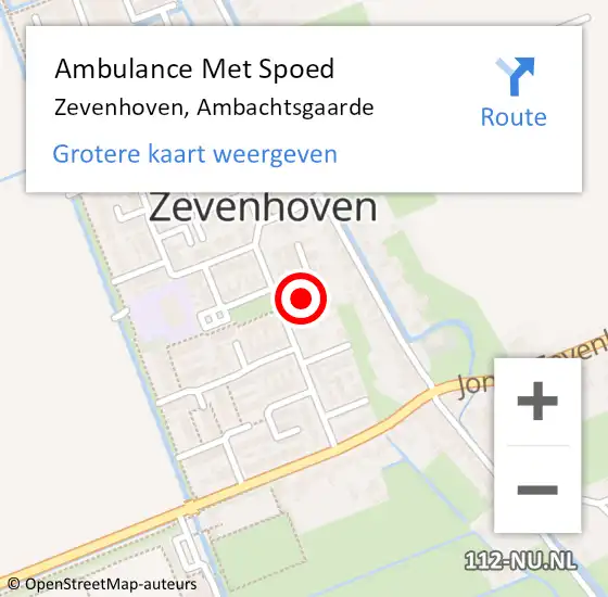 Locatie op kaart van de 112 melding: Ambulance Met Spoed Naar Zevenhoven, Ambachtsgaarde op 9 april 2016 20:38