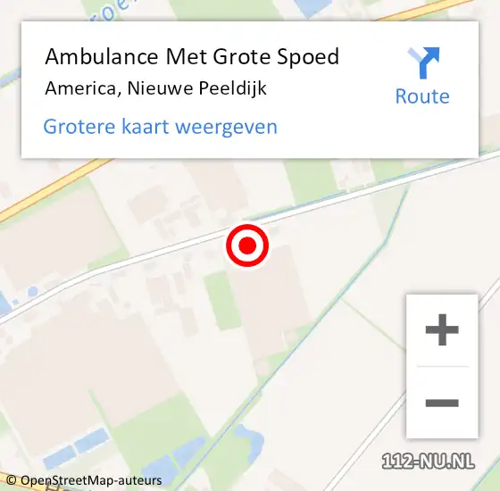 Locatie op kaart van de 112 melding: Ambulance Met Grote Spoed Naar America, Nieuwe Peeldijk op 9 april 2016 20:53