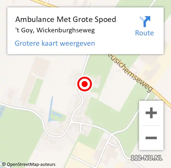 Locatie op kaart van de 112 melding: Ambulance Met Grote Spoed Naar 't Goy, Wickenburghseweg op 9 april 2016 22:11