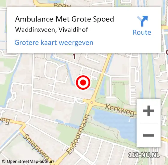 Locatie op kaart van de 112 melding: Ambulance Met Grote Spoed Naar Waddinxveen, Vivaldihof op 9 april 2016 22:32