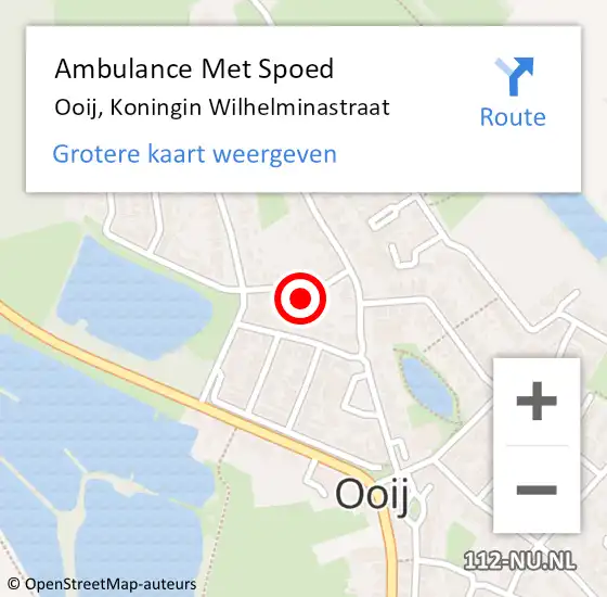 Locatie op kaart van de 112 melding: Ambulance Met Spoed Naar Ooij, Koningin Wilhelminastraat op 9 april 2016 23:03