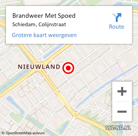 Locatie op kaart van de 112 melding: Brandweer Met Spoed Naar Schiedam, Colijnstraat op 9 april 2016 23:58