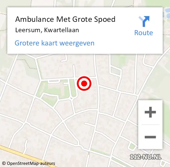 Locatie op kaart van de 112 melding: Ambulance Met Grote Spoed Naar Leersum, Kwartellaan op 10 april 2016 00:30