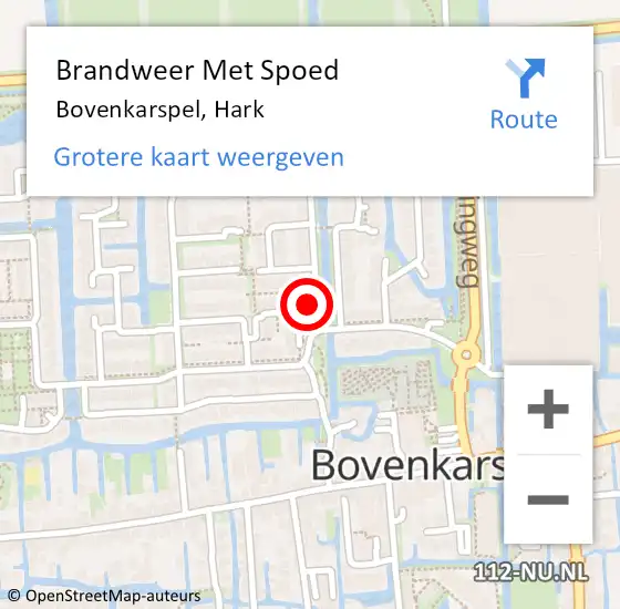 Locatie op kaart van de 112 melding: Brandweer Met Spoed Naar Bovenkarspel, Hark op 10 april 2016 00:32