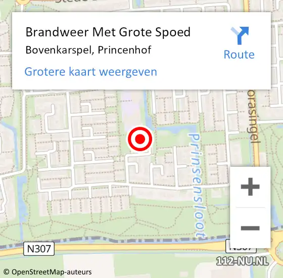 Locatie op kaart van de 112 melding: Brandweer Met Grote Spoed Naar Bovenkarspel, Princenhof op 11 december 2013 13:36