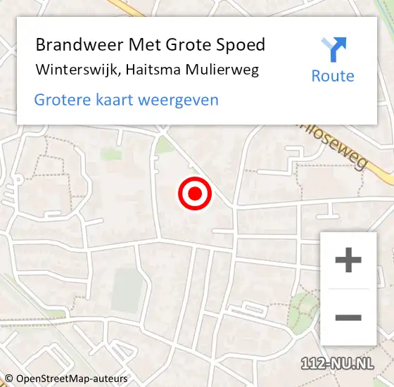 Locatie op kaart van de 112 melding: Brandweer Met Grote Spoed Naar Winterswijk, Haitsma Mulierweg op 10 april 2016 01:23