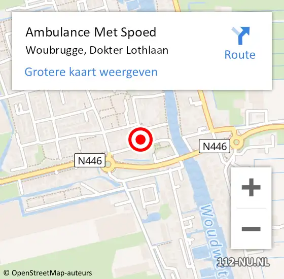 Locatie op kaart van de 112 melding: Ambulance Met Spoed Naar Woubrugge, Dokter Lothlaan op 10 april 2016 02:21