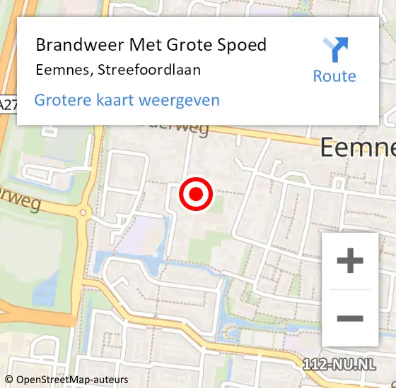 Locatie op kaart van de 112 melding: Brandweer Met Grote Spoed Naar Eemnes, Streefoordlaan op 10 april 2016 02:28