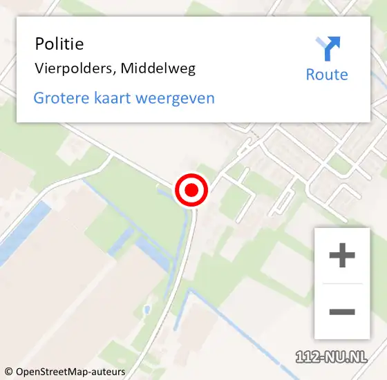 Locatie op kaart van de 112 melding: Politie Vierpolders, Middelweg op 11 december 2013 13:40