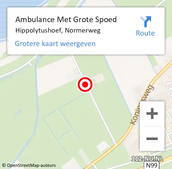 Locatie op kaart van de 112 melding: Ambulance Met Grote Spoed Naar Hippolytushoef, Normerweg op 10 april 2016 03:29