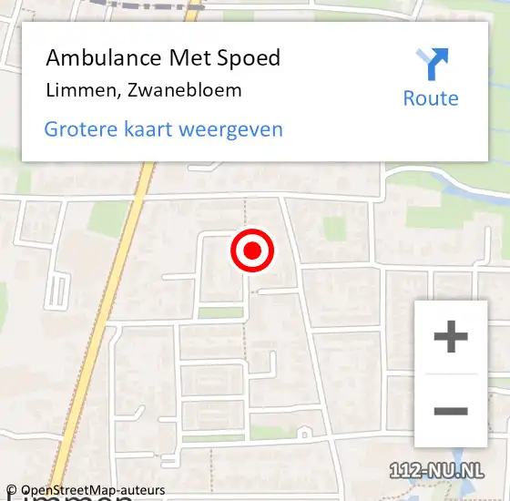 Locatie op kaart van de 112 melding: Ambulance Met Spoed Naar Limmen, Zwanebloem op 10 april 2016 07:05