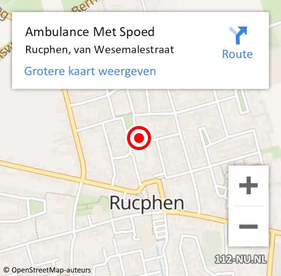 Locatie op kaart van de 112 melding: Ambulance Met Spoed Naar Rucphen, van Wesemalestraat op 10 april 2016 08:43