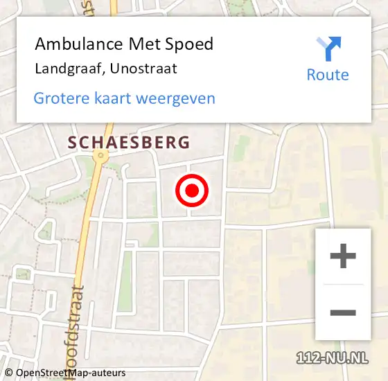 Locatie op kaart van de 112 melding: Ambulance Met Spoed Naar Landgraaf, Unostraat op 11 december 2013 13:57