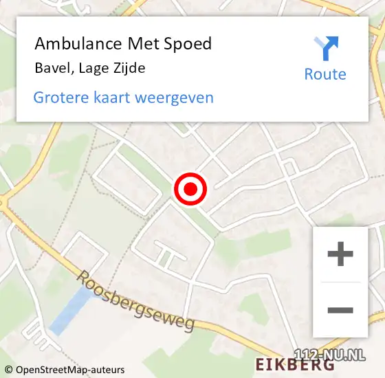 Locatie op kaart van de 112 melding: Ambulance Met Spoed Naar Bavel, Lage Zijde op 10 april 2016 09:05