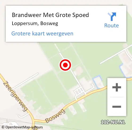 Locatie op kaart van de 112 melding: Brandweer Met Grote Spoed Naar Loppersum, Bosweg op 10 april 2016 09:26