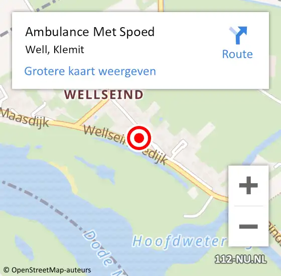 Locatie op kaart van de 112 melding: Ambulance Met Spoed Naar Well, Klemit op 10 april 2016 09:27