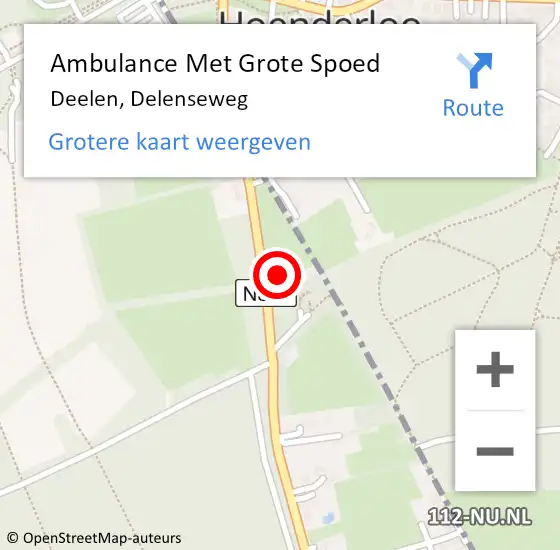 Locatie op kaart van de 112 melding: Ambulance Met Grote Spoed Naar Deelen, Delenseweg op 10 april 2016 09:28