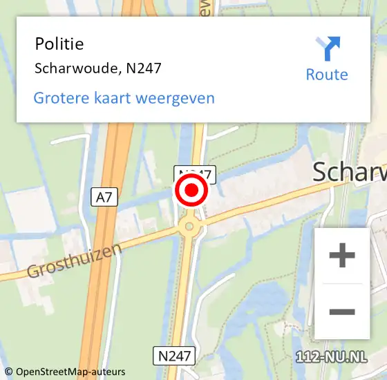 Locatie op kaart van de 112 melding: Politie Scharwoude, N247 op 10 april 2016 09:36