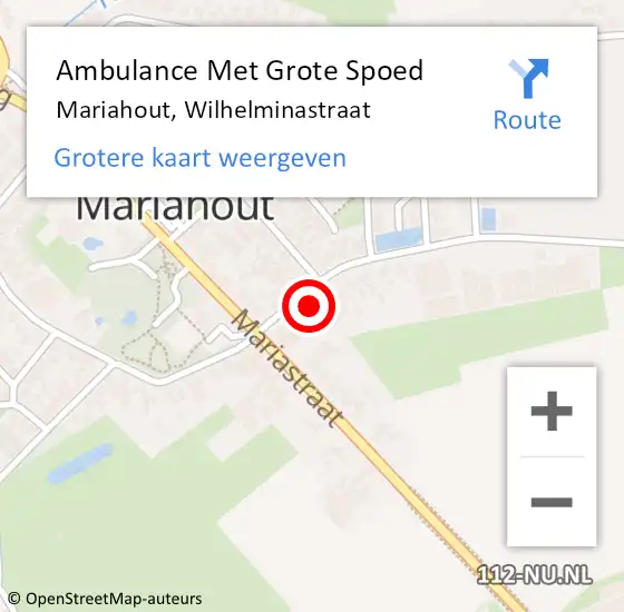 Locatie op kaart van de 112 melding: Ambulance Met Grote Spoed Naar Mariahout, Wilhelminastraat op 10 april 2016 09:38