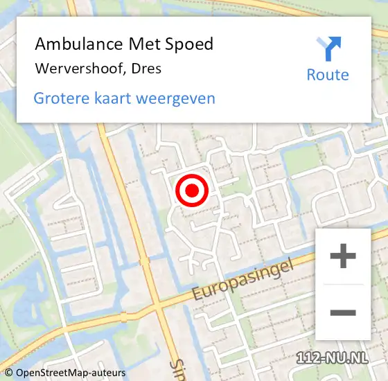 Locatie op kaart van de 112 melding: Ambulance Met Spoed Naar Wervershoof, Dres op 10 april 2016 10:40