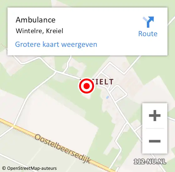 Locatie op kaart van de 112 melding: Ambulance Wintelre, Kreiel op 10 april 2016 10:57