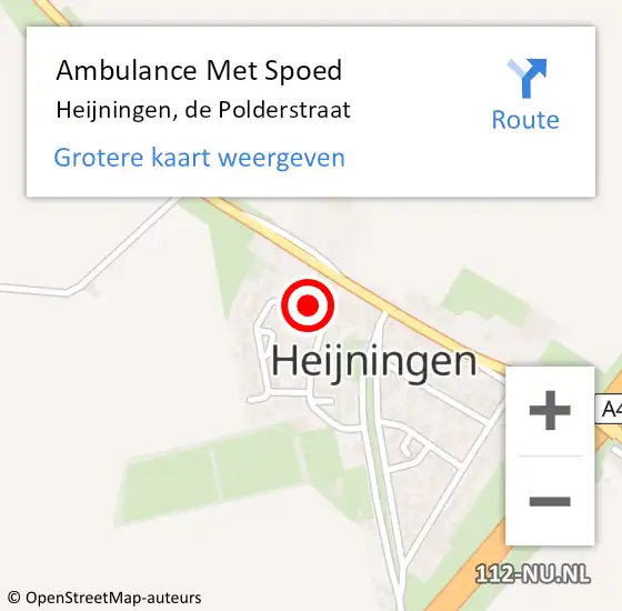 Locatie op kaart van de 112 melding: Ambulance Met Spoed Naar Heijningen, de Polderstraat op 10 april 2016 10:58