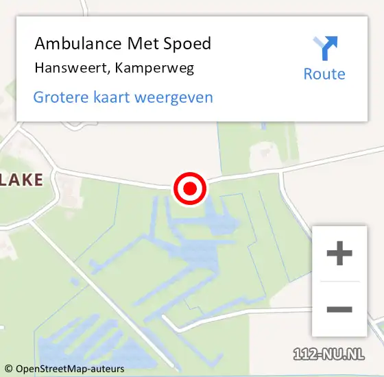 Locatie op kaart van de 112 melding: Ambulance Met Spoed Naar Hansweert, Kamperweg op 10 april 2016 11:07