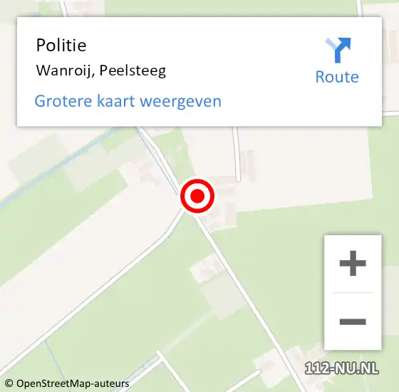 Locatie op kaart van de 112 melding: Politie Wanroij, Peelsteeg op 10 april 2016 11:43