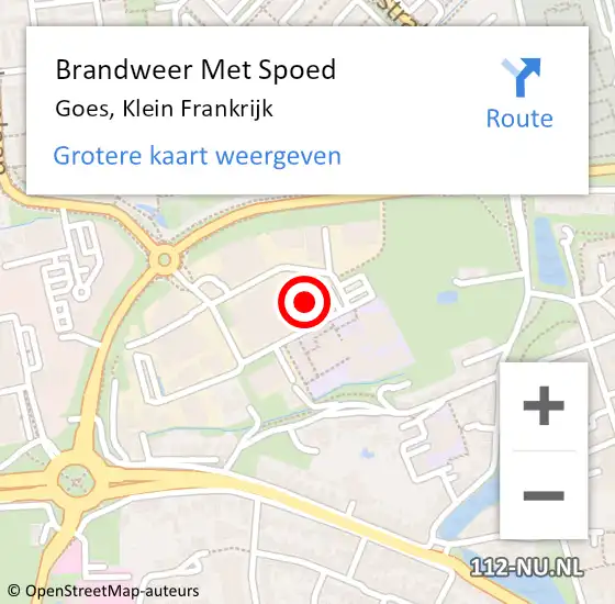 Locatie op kaart van de 112 melding: Brandweer Met Spoed Naar Goes, Klein Frankrijk op 10 april 2016 11:50