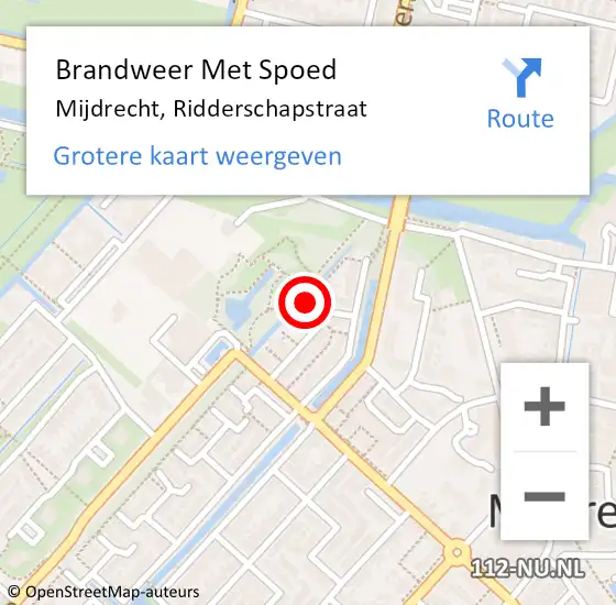 Locatie op kaart van de 112 melding: Brandweer Met Spoed Naar Mijdrecht, Ridderschapstraat op 10 april 2016 13:17
