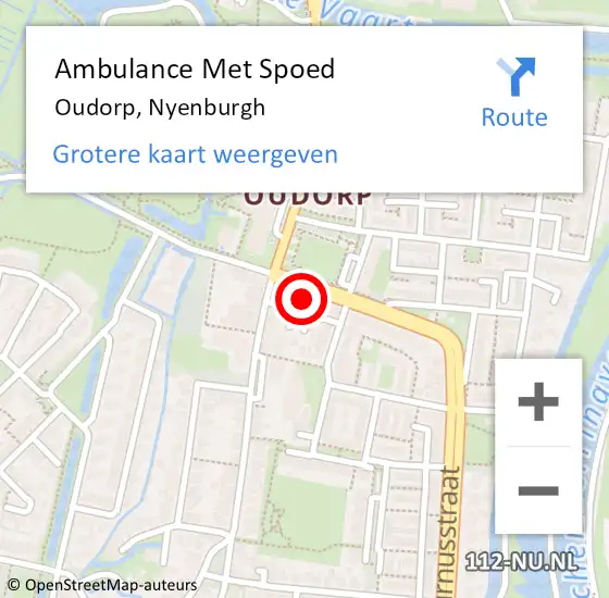 Locatie op kaart van de 112 melding: Ambulance Met Spoed Naar Oudorp, Nyenburgh op 10 april 2016 13:32