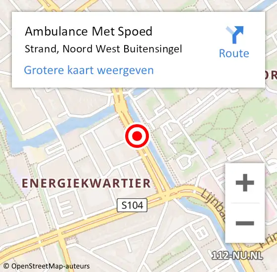 Locatie op kaart van de 112 melding: Ambulance Met Spoed Naar Strand, Noord West Buitensingel op 10 april 2016 13:59