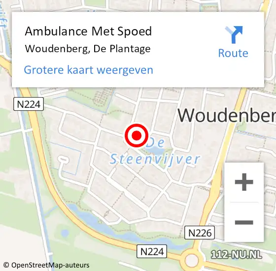 Locatie op kaart van de 112 melding: Ambulance Met Spoed Naar Woudenberg, De Plantage op 10 april 2016 14:09