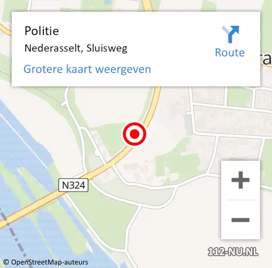 Locatie op kaart van de 112 melding: Politie Nederasselt, Sluisweg op 10 april 2016 14:28