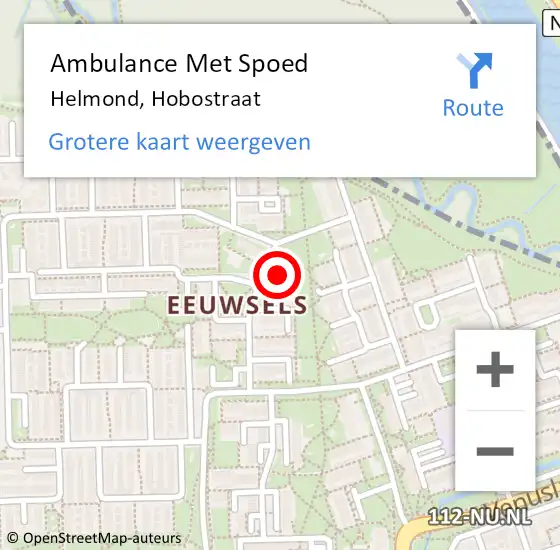 Locatie op kaart van de 112 melding: Ambulance Met Spoed Naar Helmond, Hobostraat op 10 april 2016 14:56