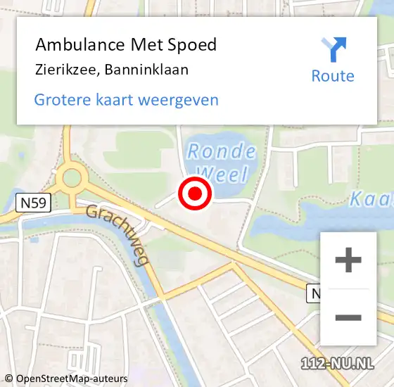 Locatie op kaart van de 112 melding: Ambulance Met Spoed Naar Zierikzee, Banninklaan op 10 april 2016 15:14