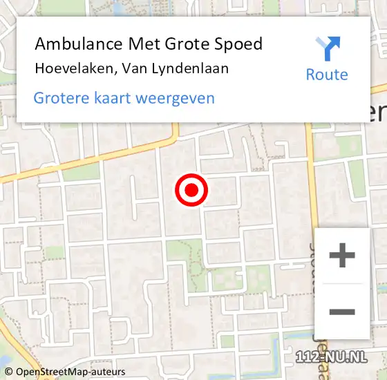 Locatie op kaart van de 112 melding: Ambulance Met Grote Spoed Naar Hoevelaken, Van Lyndenlaan op 10 april 2016 16:54